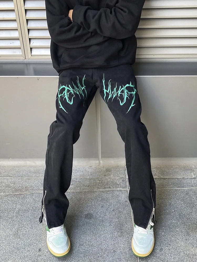 Retro hip-hop embroidered jeans