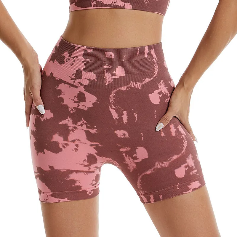 Seamless Knitted Camouflage Printing Yoga Shorts Outdoor Running Fitness Pants