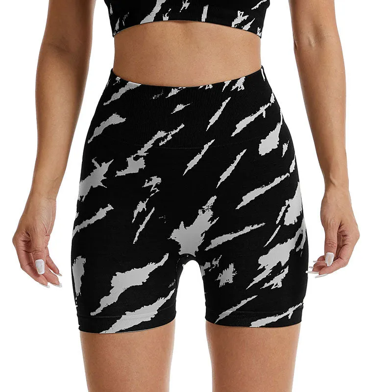 Seamless Knitted Camouflage Printing Yoga Shorts Outdoor Running Fitness Pants