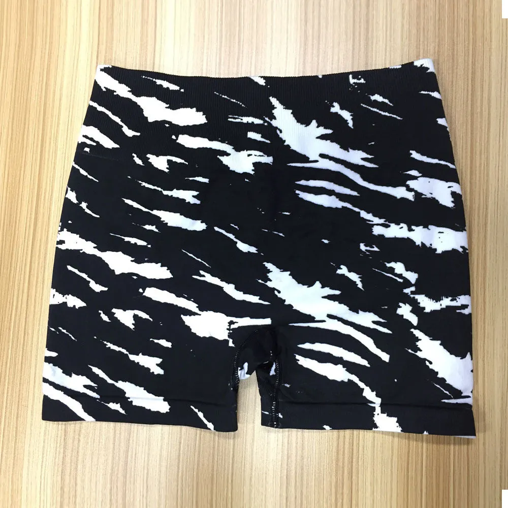 Seamless Knitted Camouflage Printing Yoga Shorts Outdoor Running Fitness Pants