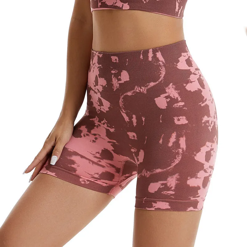 Seamless Knitted Camouflage Printing Yoga Shorts Outdoor Running Fitness Pants