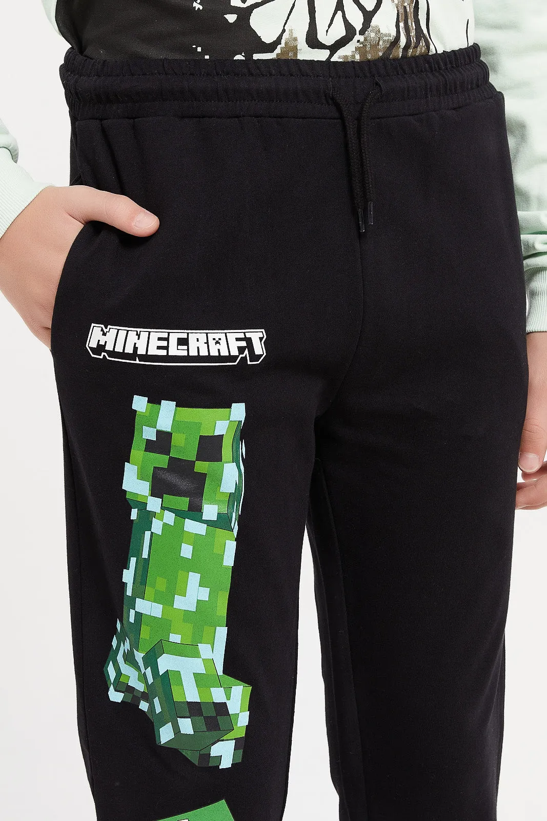 Senior Boys Black Minecraft Active Pants