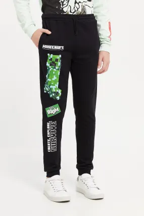 Senior Boys Black Minecraft Active Pants