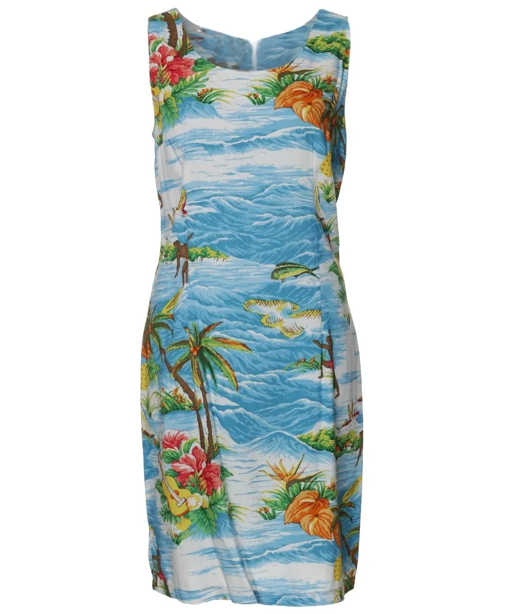 Sheath Short Hawaiian Dress Ocean