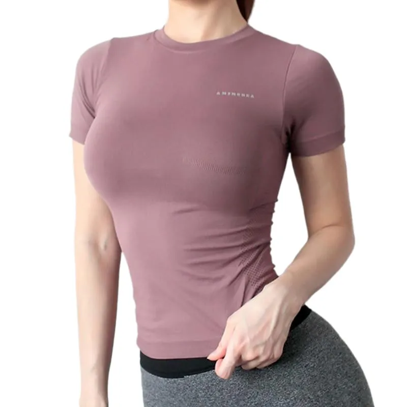 Slim Fit Sexy Ladies' Seamless Breathable Sport Short Sleeve T-Shirts