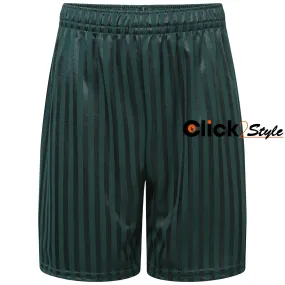 Unisex PE School Shadow Stripe Shorts Boys Girls Adult Football Gym Sports Short -Green