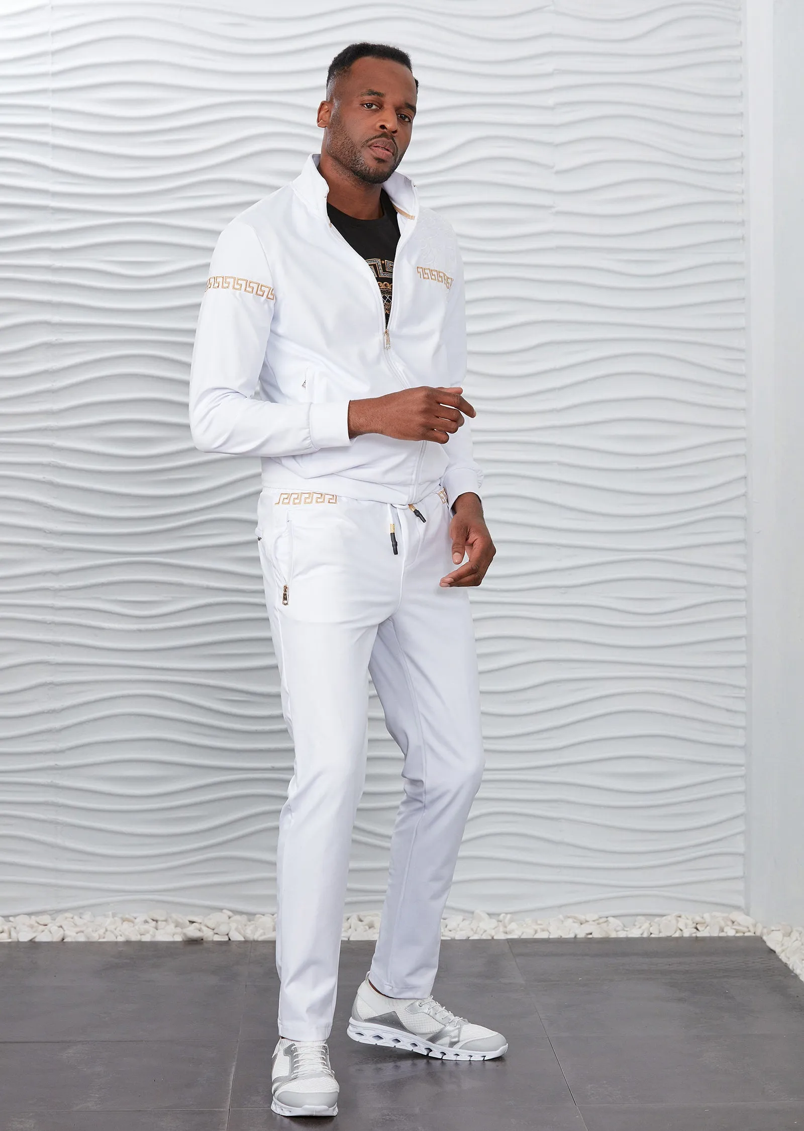 White Gold Embroidery 2-pieces Tracksuit