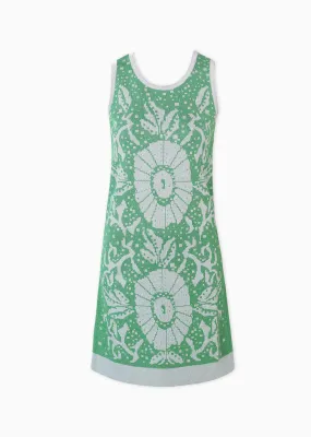 Whitney - Metallic Knit Tank Dress with Unique Flower Design