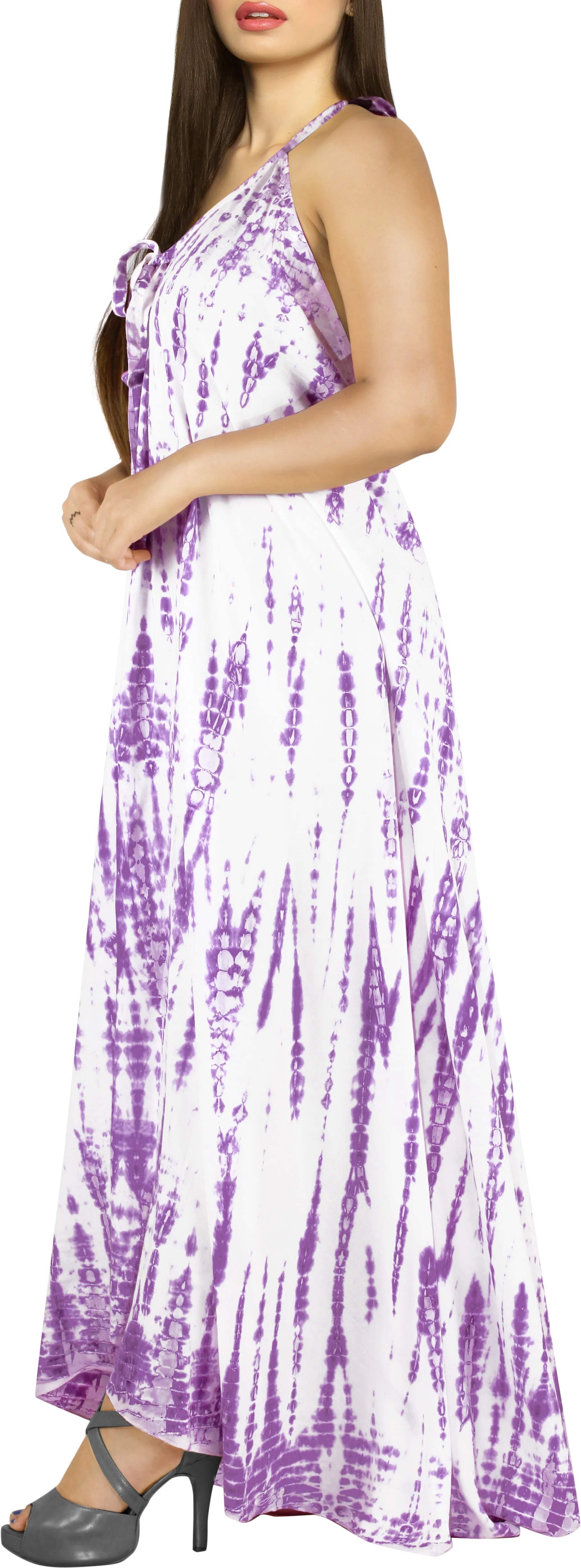 Women's Casual Beachwear Tie Dye Loose Bikini Swimwear Cover up Caftan Dress Pur