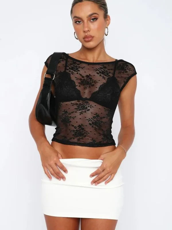 Women's Mesh Lace See-Through Tee