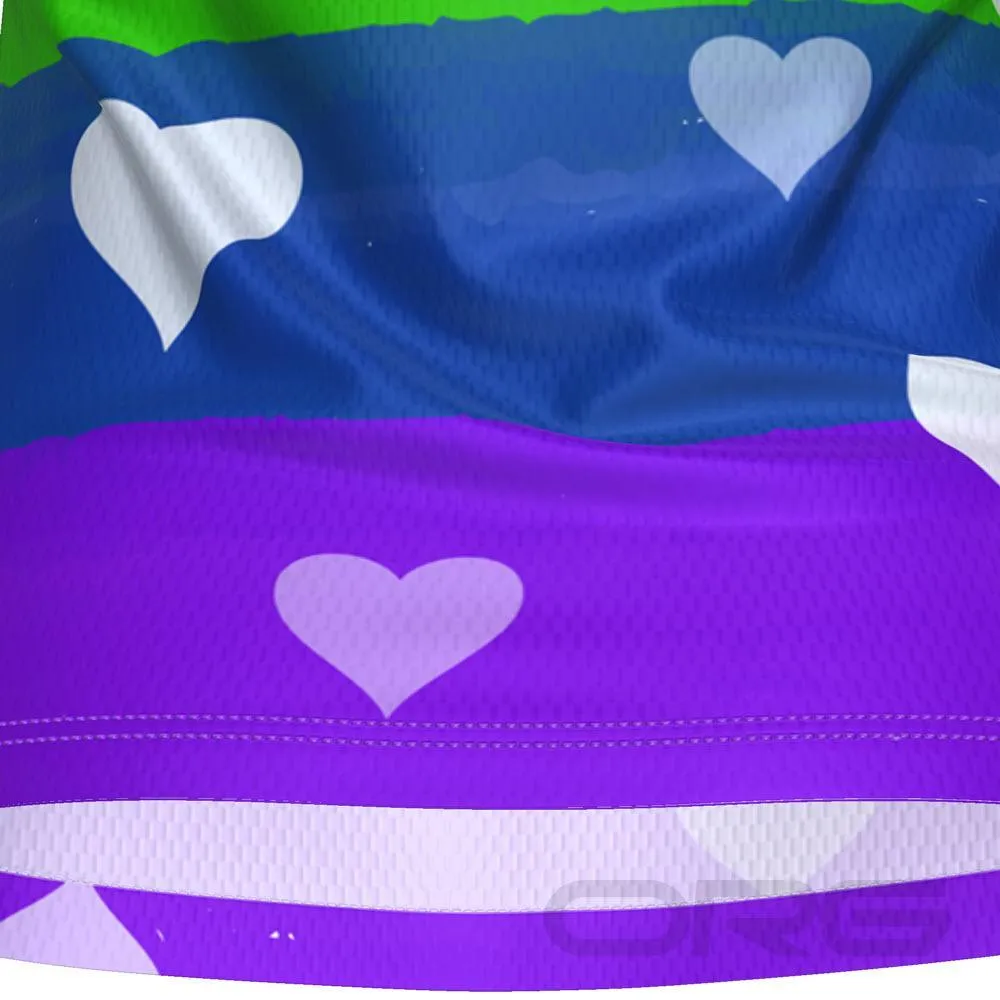 Women's Rainbow And Hearts Short Sleeve Running Shirt