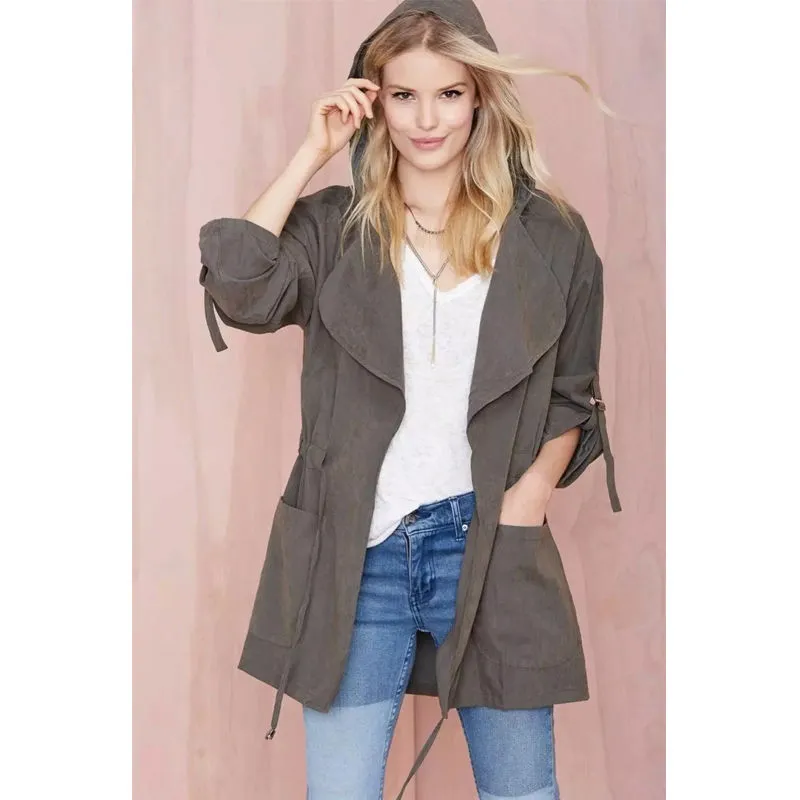 Women's Spring/Autumn Casual Loose Hooded Coat