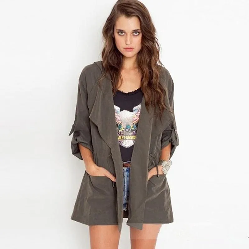 Women's Spring/Autumn Casual Loose Hooded Coat