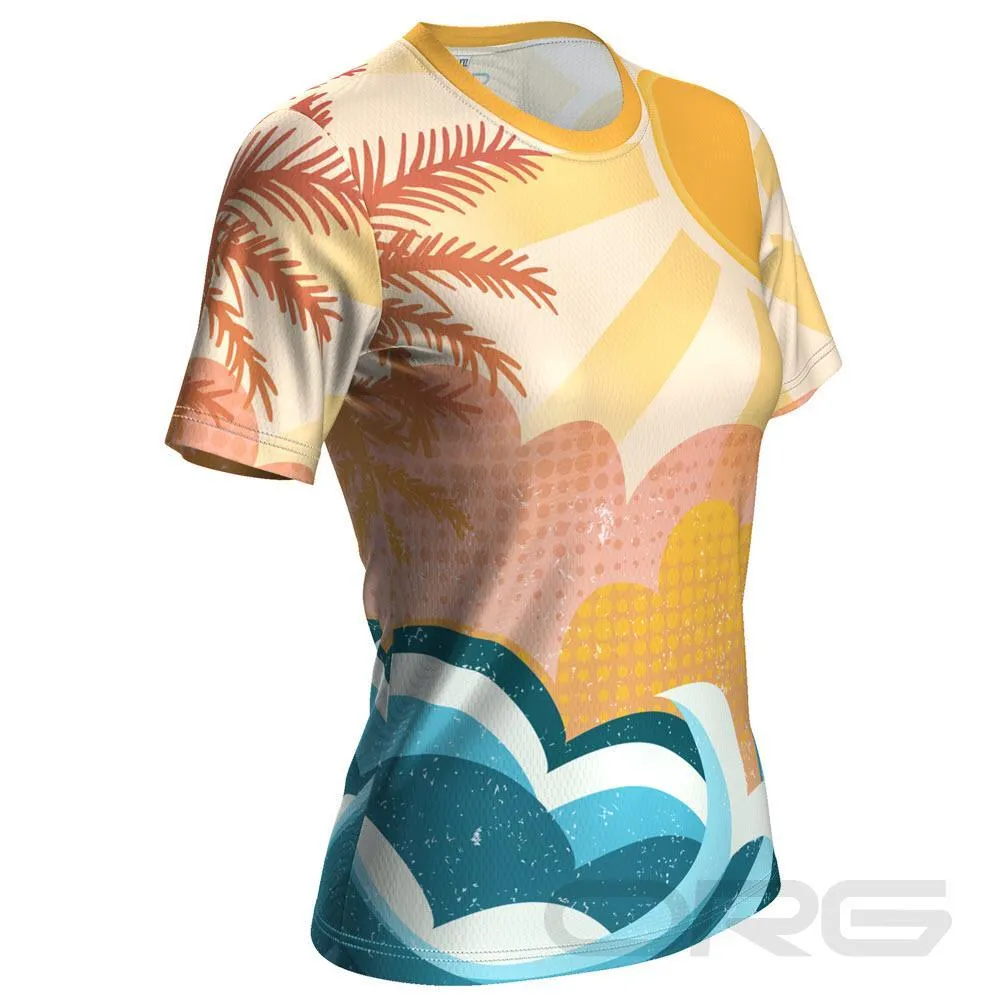 Women's Tropical Sunrise Short Sleeve Running Shirt