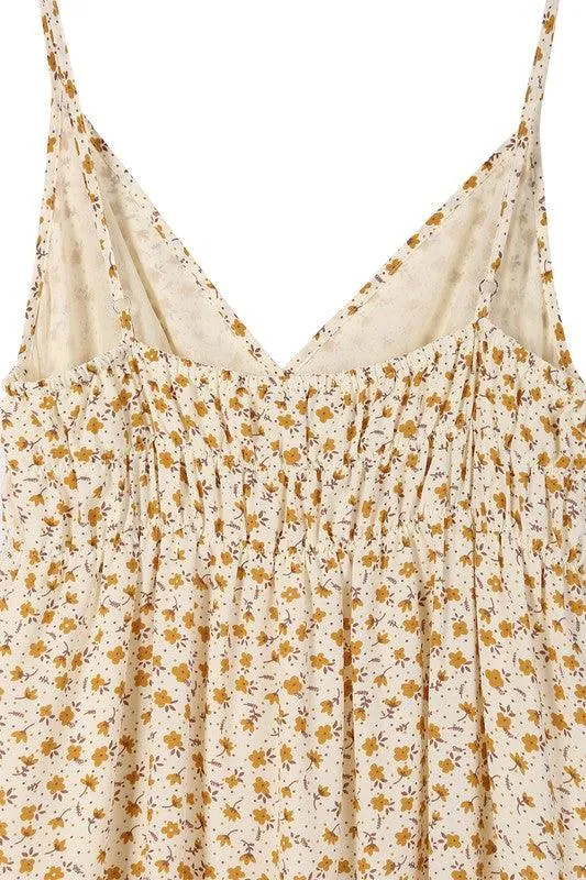 Womens Yellow Floral Tank Dress