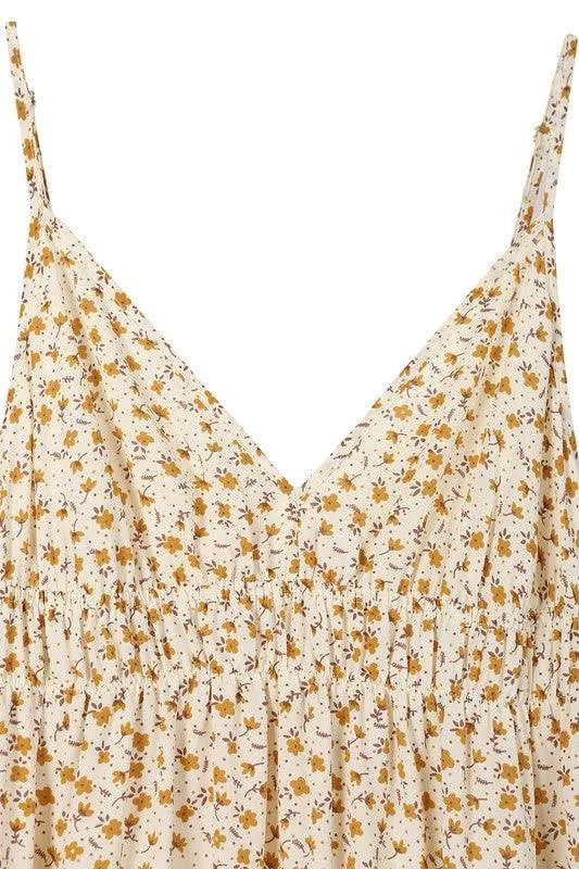 Womens Yellow Floral Tank Dress